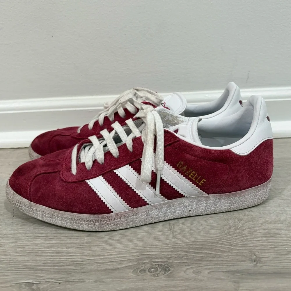 Adidas Gazelle Mens Burgundy White Suede Low Top Sneakers B41645 Size 7 Athletic